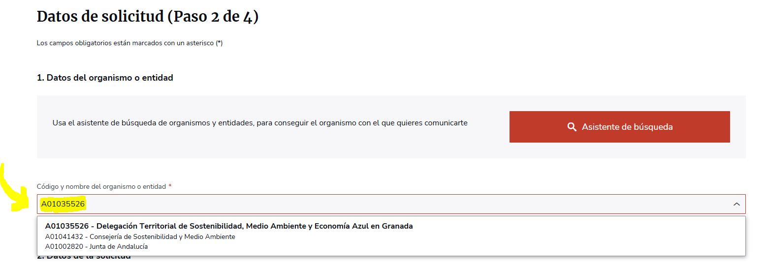 Formulario de datos del solicitante y datos personales